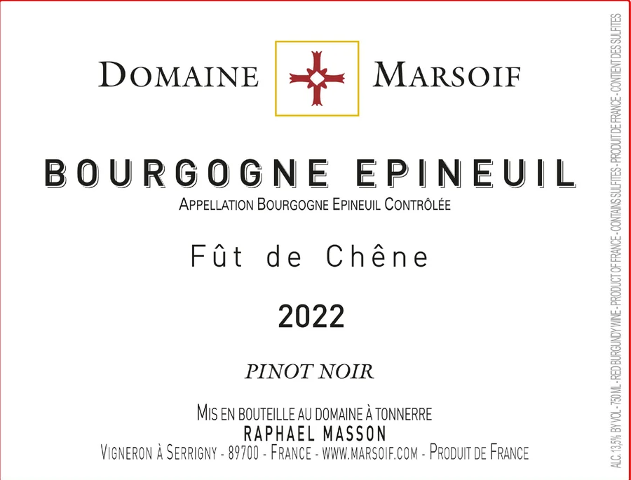 Bourgogne Epineuil Fût de Chêne