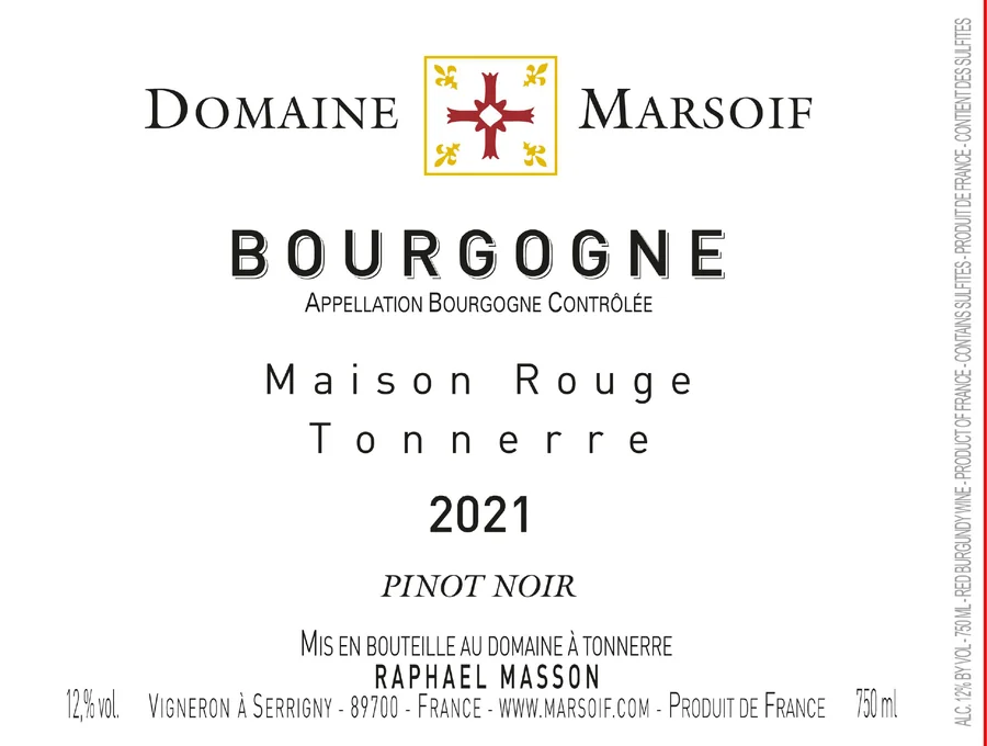 Bourgogne Pinot Noir Maison Rouge Tonnerre